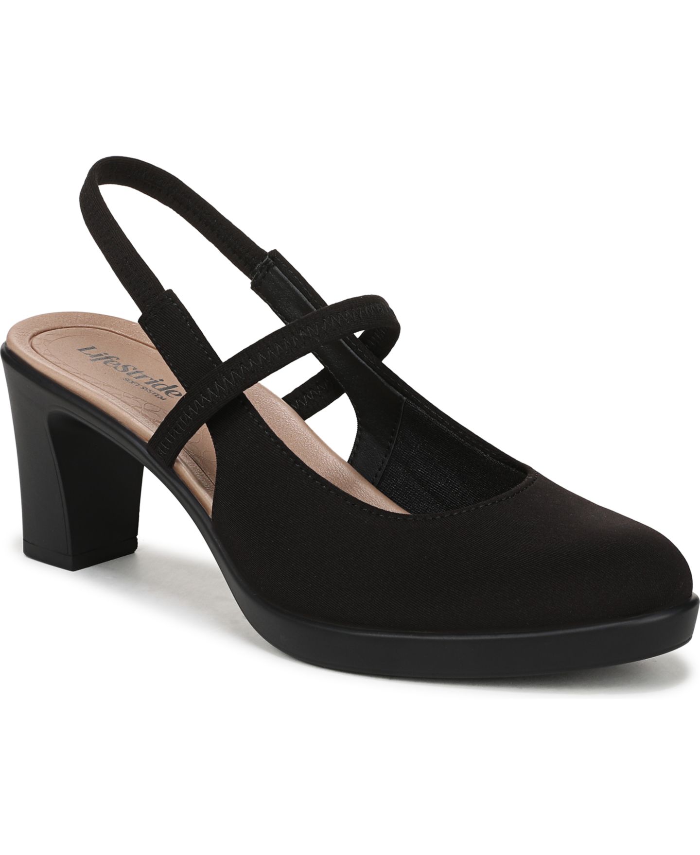 Женские туфли LifeStride Evoke Block Heel Slingback, цвет: Чёрный вязаный — фото 1