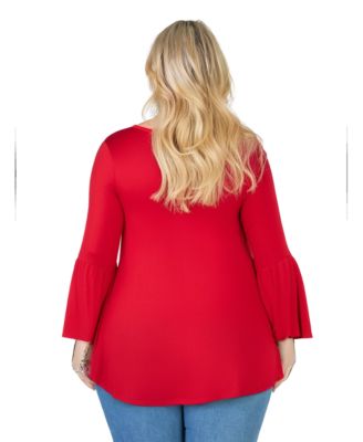 Plus Size Long Bell Sleeve Flared Tunic Top