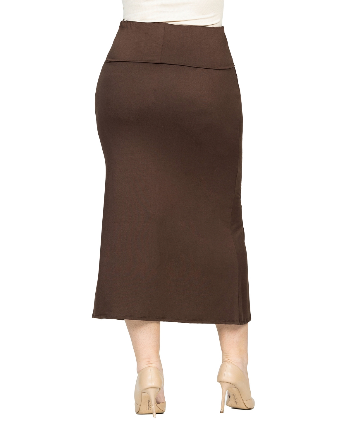 24SEVEN COMFORT APPAREL PLUS SIZE COMFORTABLE FOLD OVER MAXI SKIRT 