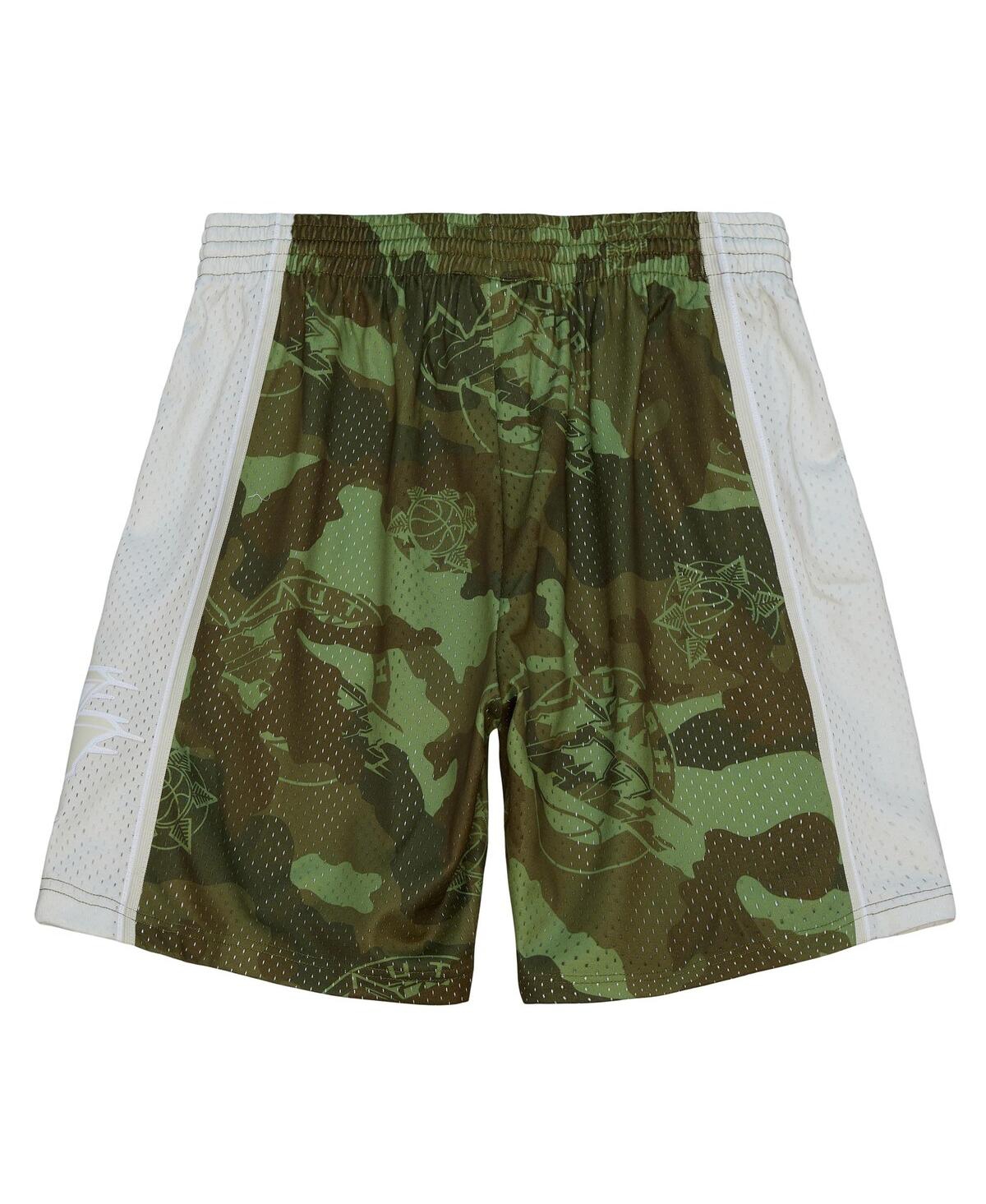 Mitchell & Ness Men's Camo Utah Jazz 1998-99 Hardwood Classics Ghost Green Swingman Shorts In Camo