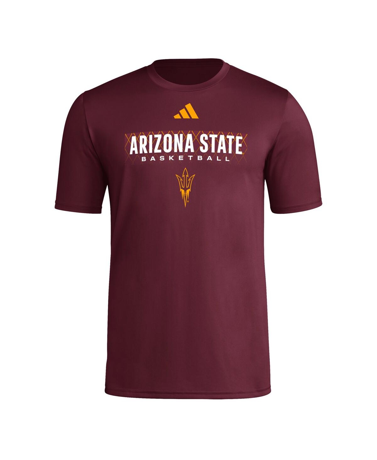Adidas Originals Men's Maroon Arizona State Sun Devils Locker On-court In The Fade Pregame Aeroready T-shirt In Maroon
