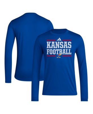 adidas - Men's Royal Kansas Jayhawks Locker Football Pre-Game AEROREADY Long Sleeve T-Shirt