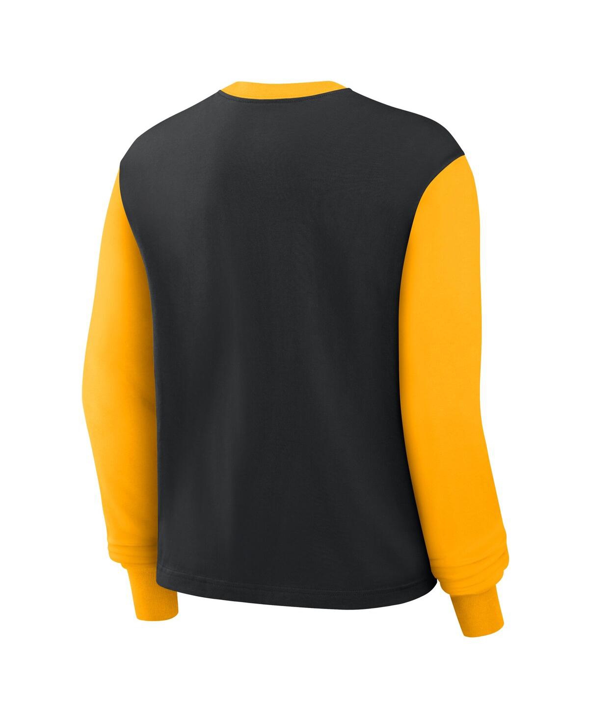 Nike Women's Black/gold Iowa Hawkeyes Boxy Long Sleeve T-shirt In Black,gold