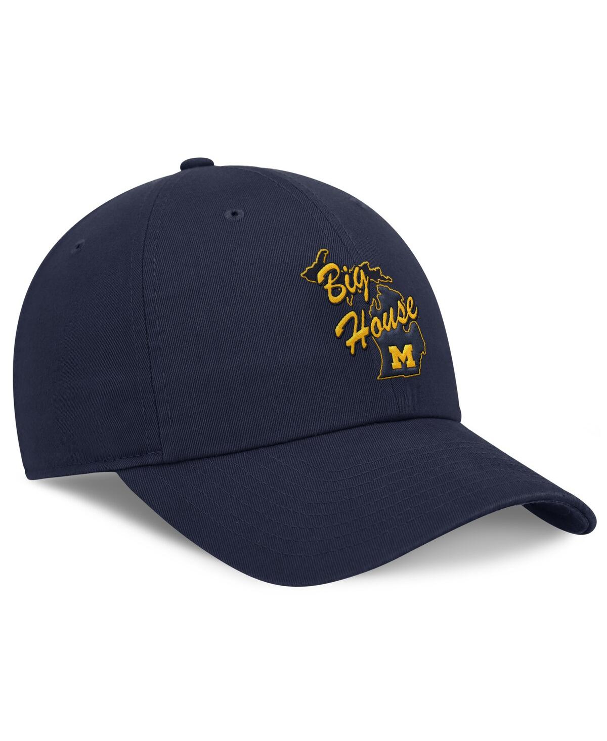 JORDAN MEN'SÂ NAVY MICHIGAN WOLVERINES PERFORMANCE CLUB SWOOSH ADJUSTABLE HAT 