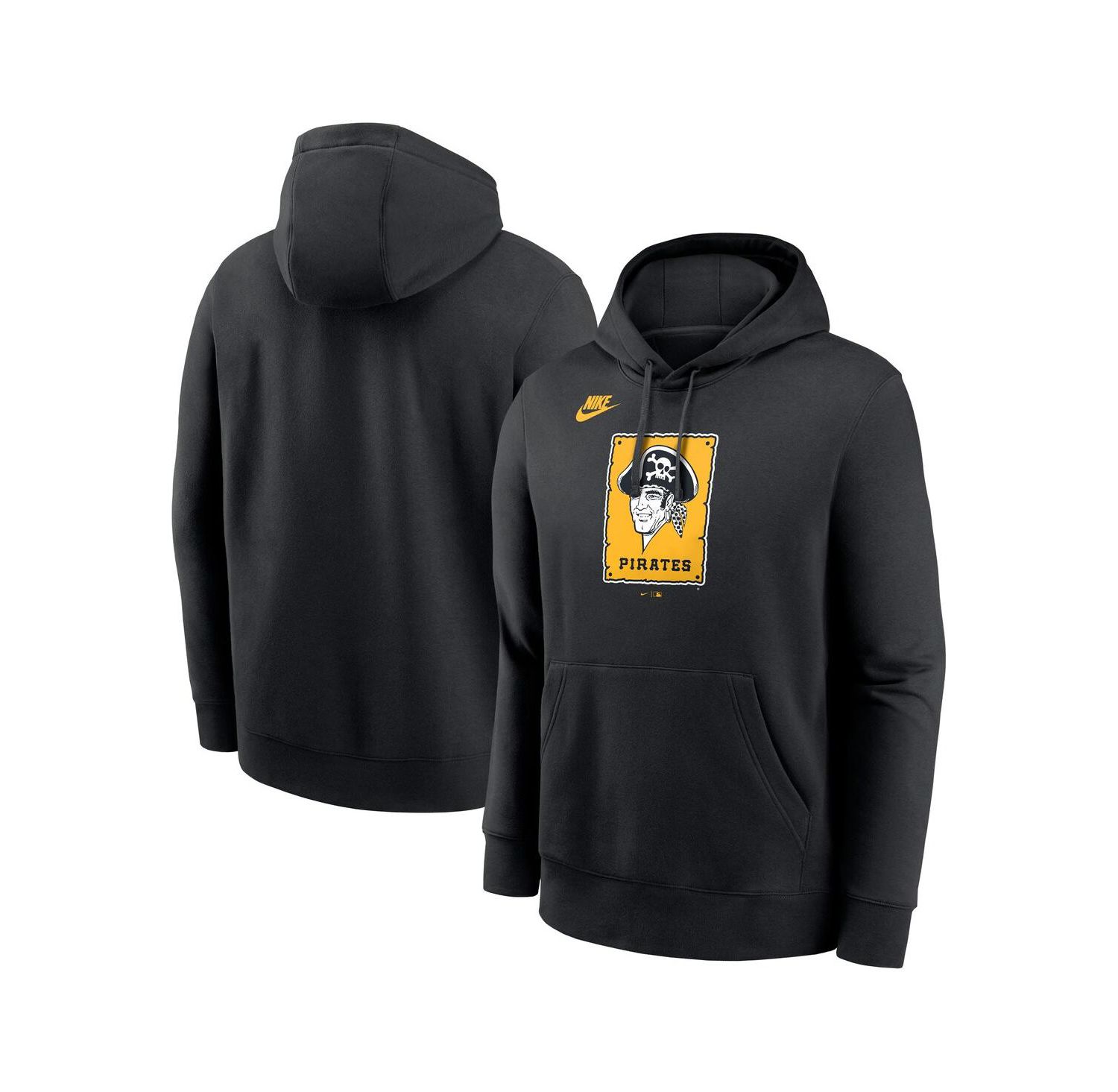 Men's Black Pittsburgh Pirates Cooperstown Collection Logo Club Pullover Hoodie