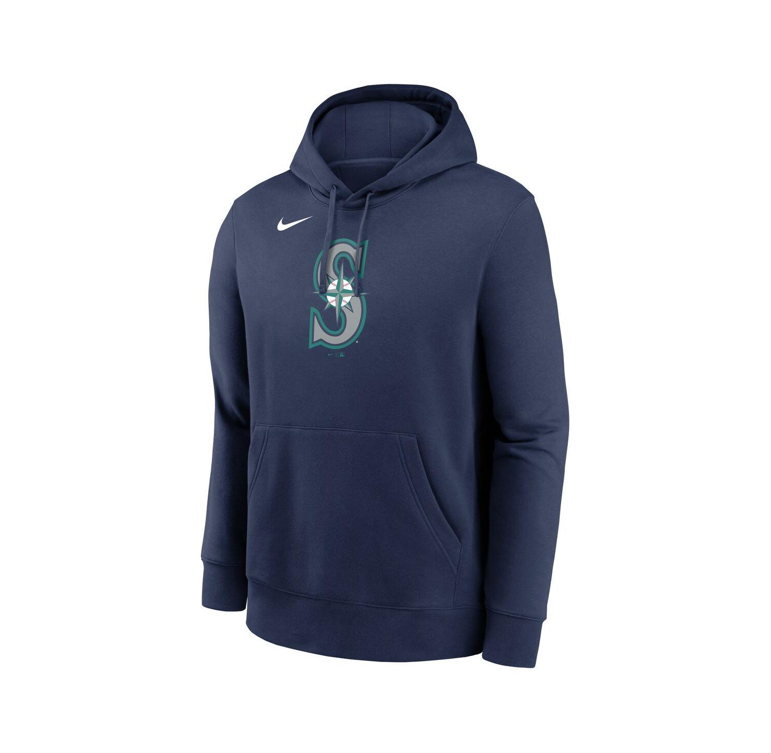 Men's Navy Seattle Mariners Logo Club Fleece Pullover Hoodie