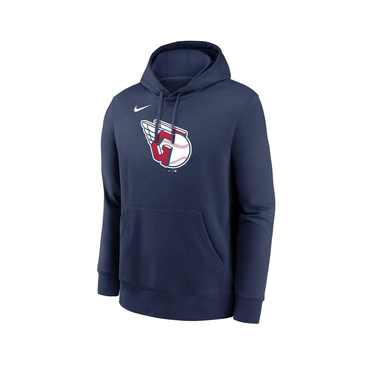 Men's Navy Cleveland Guardians Logo Club Fleece Pullover Hoodie