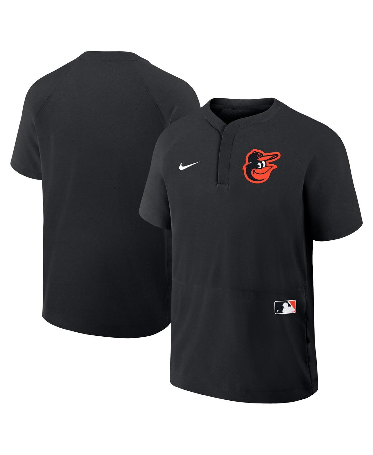 Nike Men's Black Baltimore Orioles Authentic Collection Raglan Short Sleeve Windshirt In Black