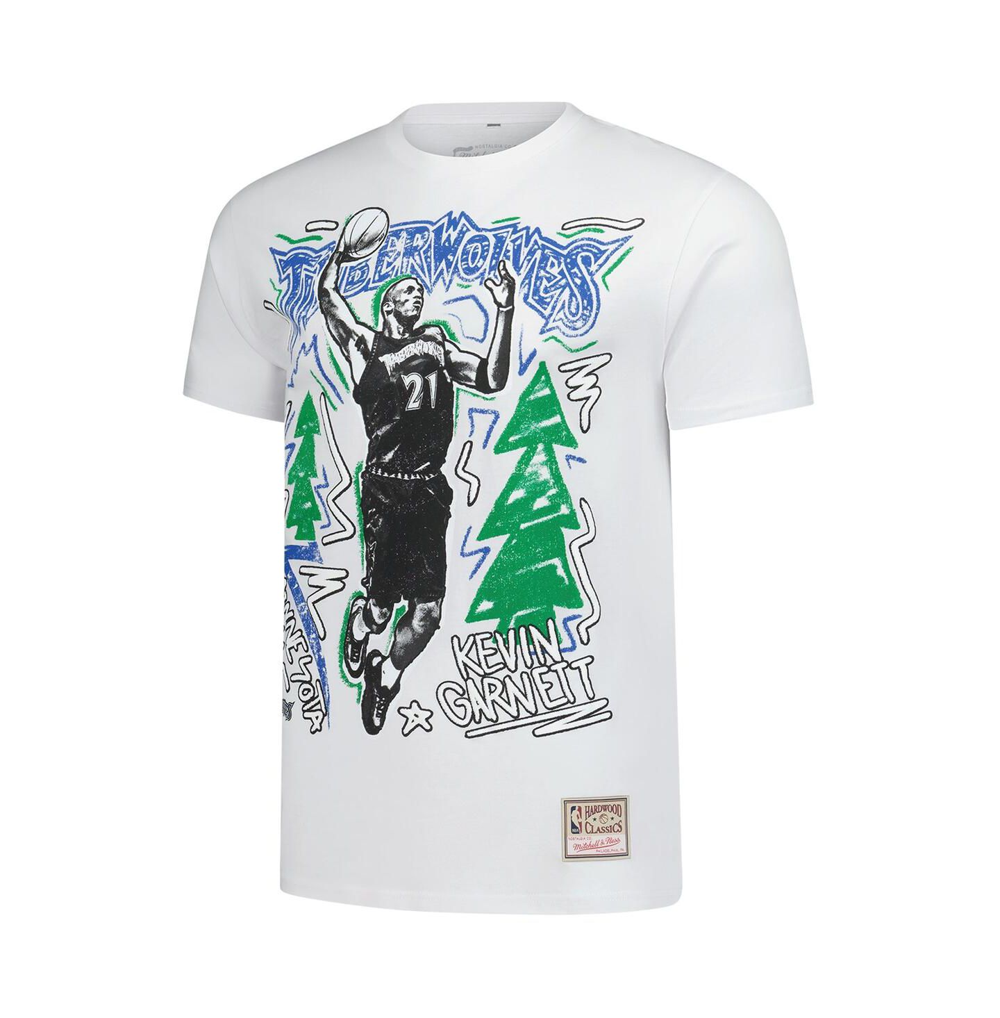 Мужская футболка Mitchell & Ness Kevin Garnett White Minnesota Timberwolves Hardwood Classics Chalked Up — фото 2