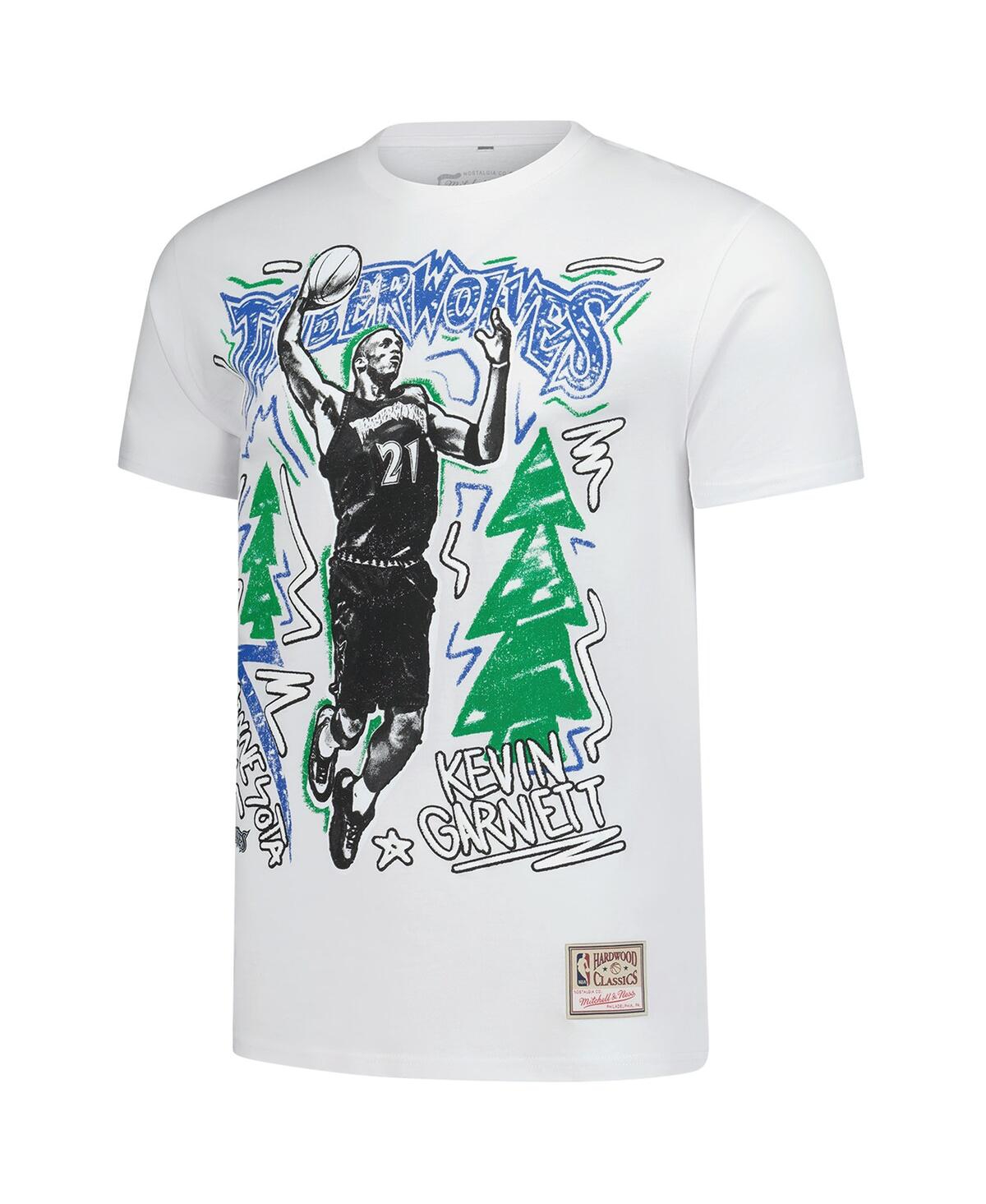 Mitchell & Ness Kevin Garnett White Minnesota Timberwolves Hardwood Classics Chalked Up T-shirt