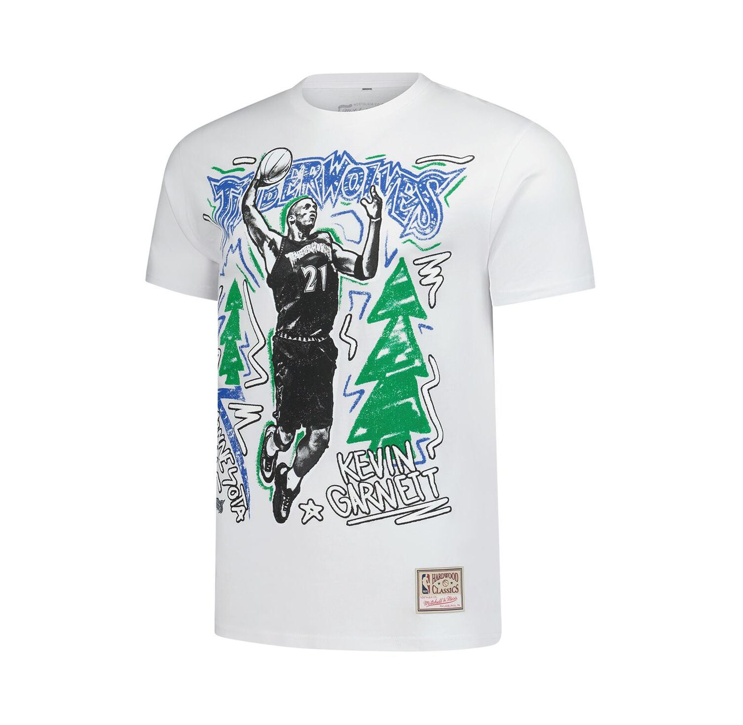 Men's Kevin Garnett White Minnesota Timberwolves Hardwood Classics Chalked Up T-Shirt