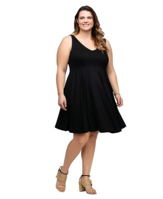 Plus Size Sleeveless Midi Fit and Flare Pocket Dress