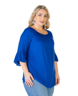 Plus Size Bell Sleeve Loose Fit Tunic Top