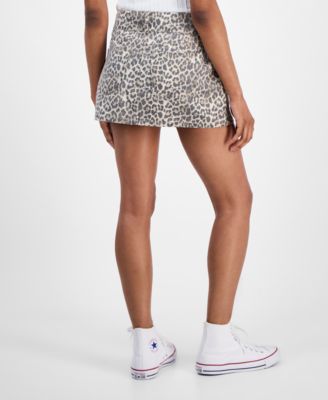Juniors' Double-Button Mini Denim Skirt