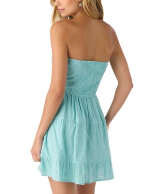 Juniors' Naya Cotton Eyelet Strapless Mini Dress