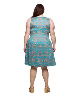 Plus Size Sleeveless Pleated Knee Length Pocket Dress