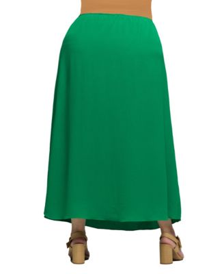 Plus Size Elastic Waist A-Line Maxi Skirt