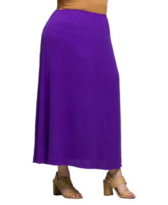 Plus Size Elastic Waist A-Line Maxi Skirt