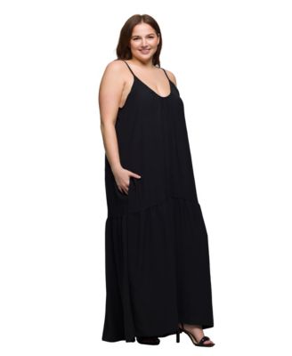 Plus Size Lightweight Spaghetti Strap Pocket Maxi Dress
