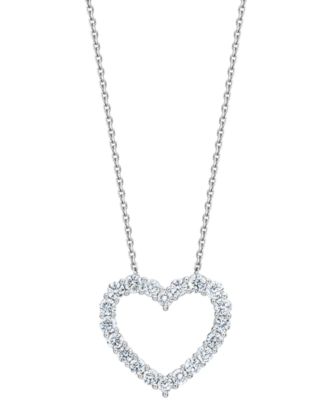 Diamond Heart Pendant Necklace (1 ct. t.w.) in 14k White Gold, 16" + 2" extender