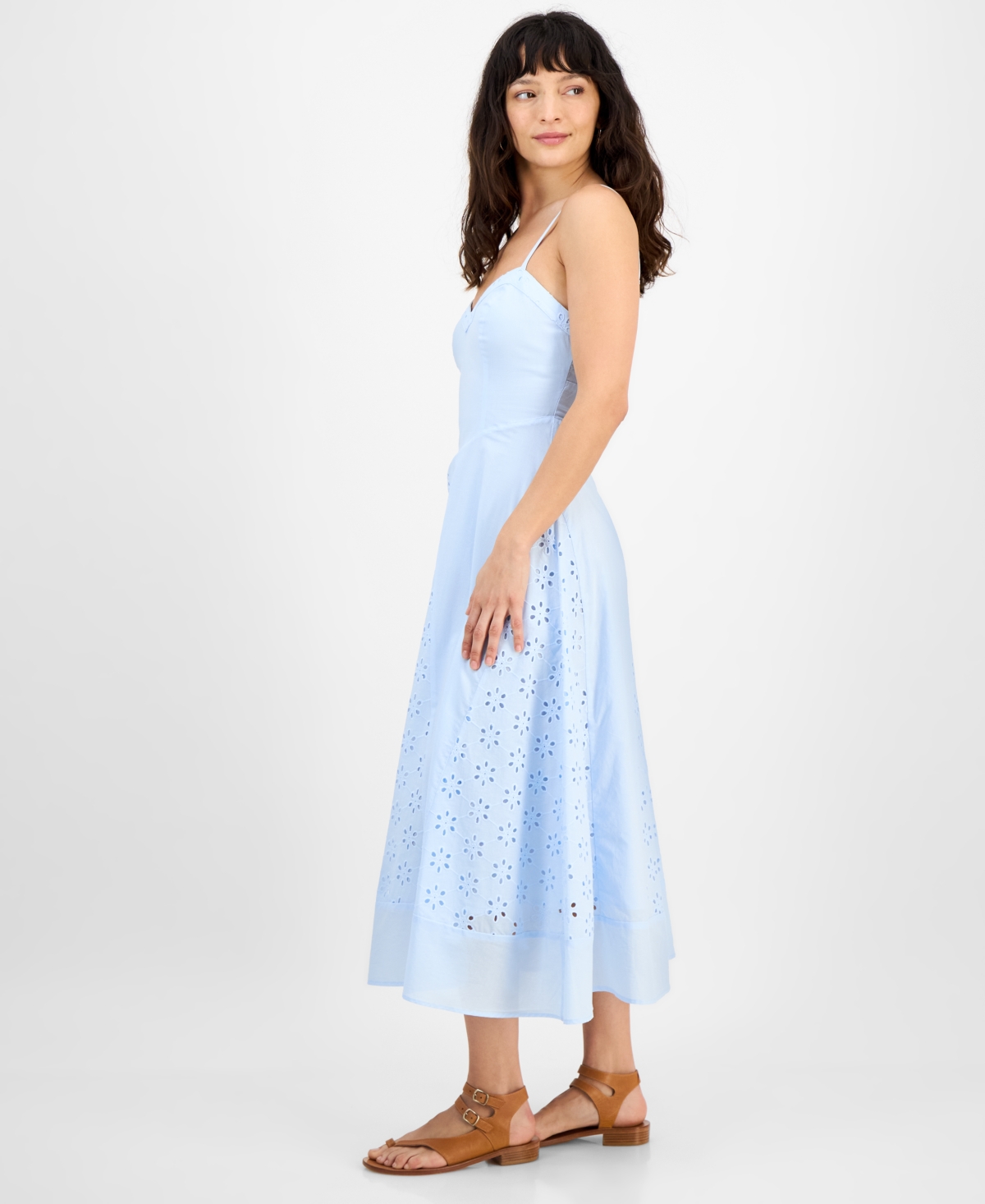 Shop And Now This Petite V-neck Sleeveless Eyelet Maxi Dress, Exclusively At Macy's
