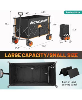 Collapsible Foldable Extended Height Wagon with 500lbs Weight Capacity,Folding Utility Garden Cart with Big All-Terrain Beach Wheels,for Camping, Garden,Sports,Beach,Shopping