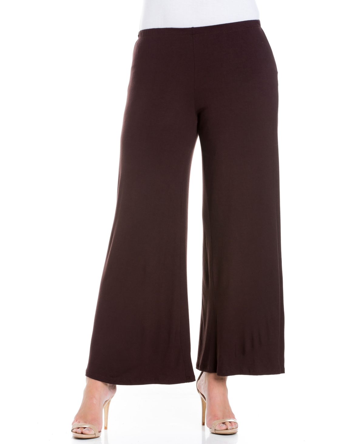 24SEVEN COMFORT APPAREL PLUS SIZE ELASTIC WAIST FLARED LEG PALAZZO PANTS 