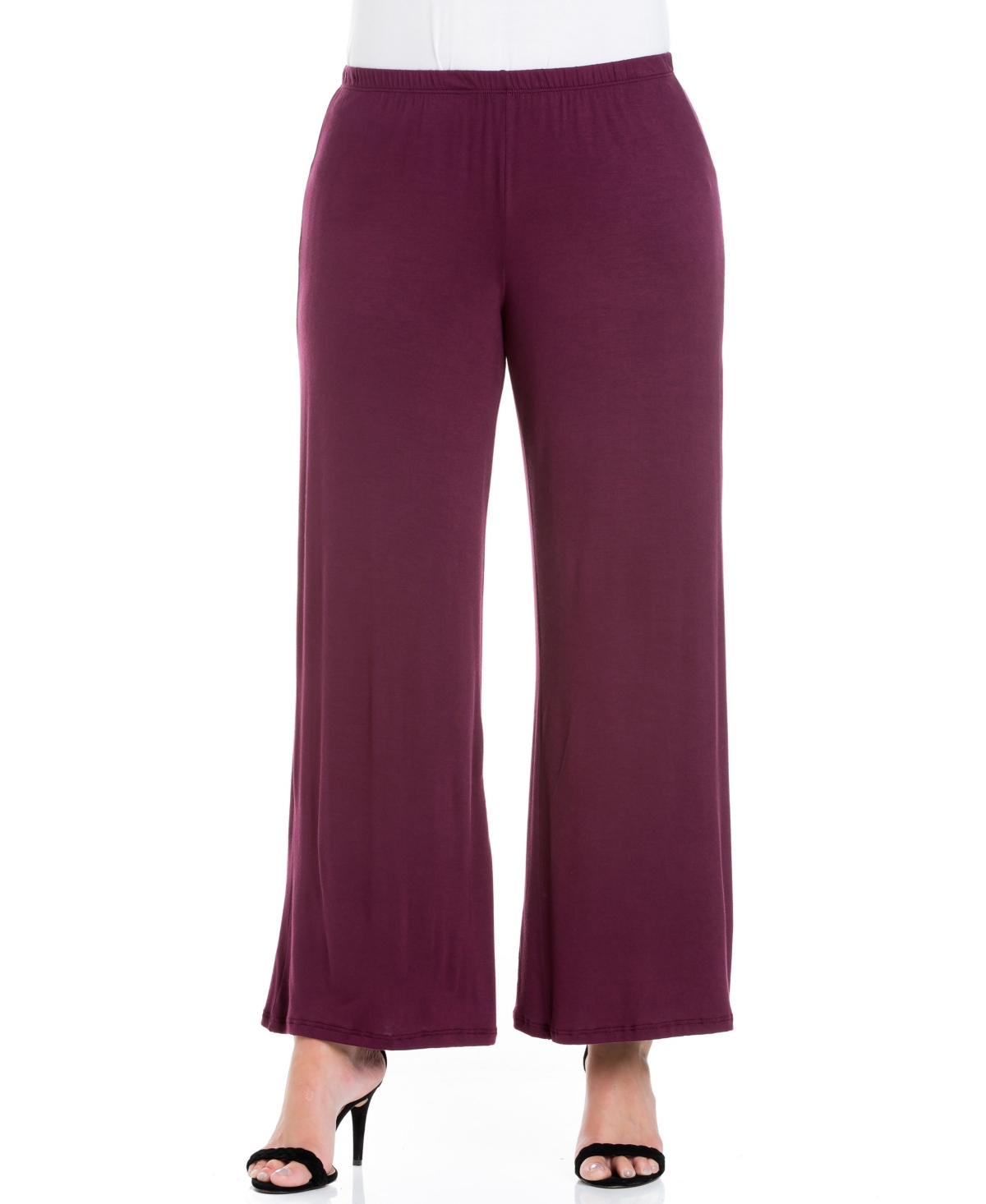 24SEVEN COMFORT APPAREL PLUS SIZE ELASTIC WAIST FLARED LEG PALAZZO PANTS 