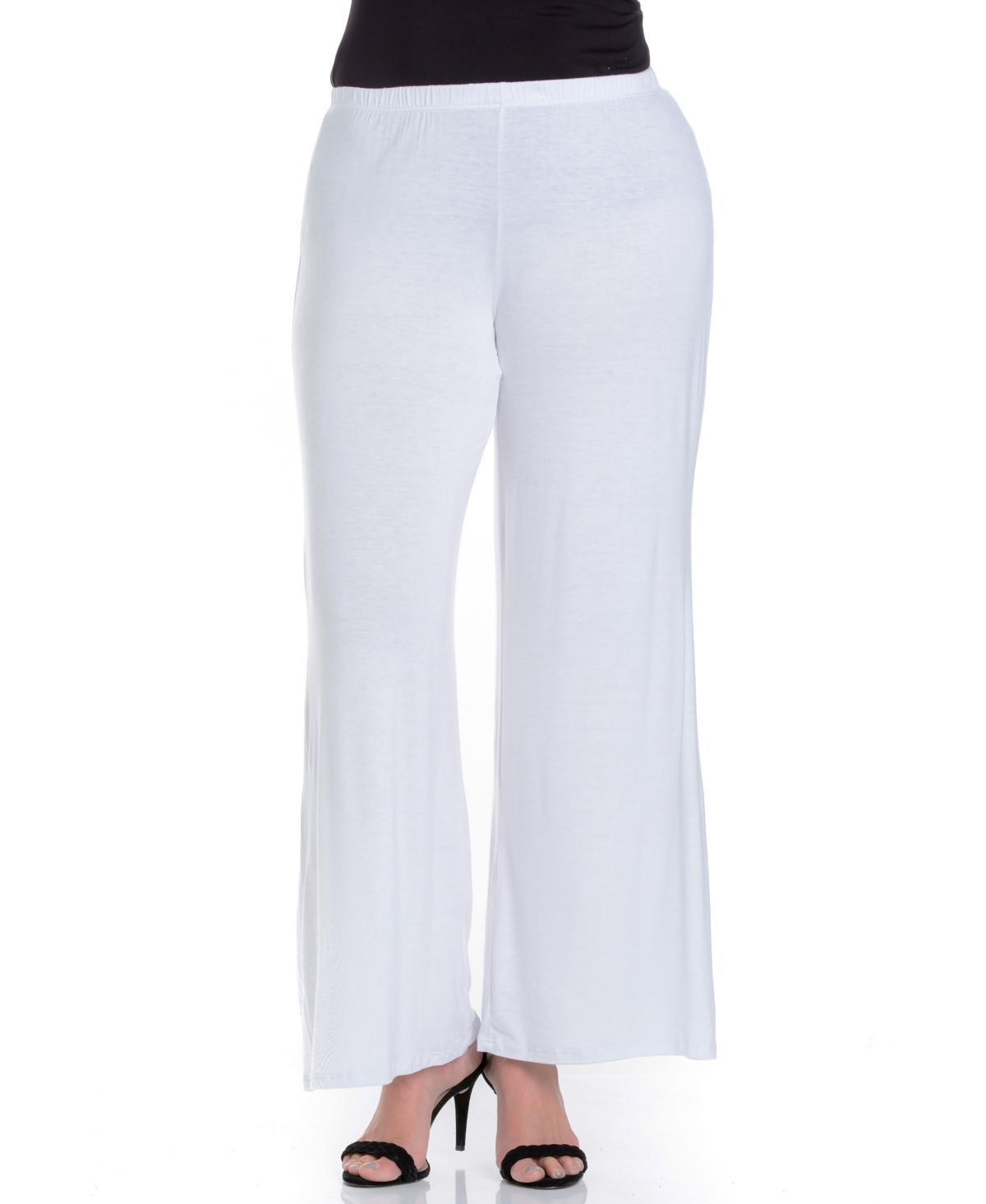 24SEVEN COMFORT APPAREL PLUS SIZE ELASTIC WAIST FLARED LEG PALAZZO PANTS 