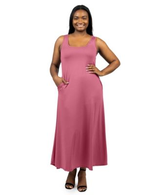 Plus Size Sleeveless Tank Maxi Dress with Pockets
