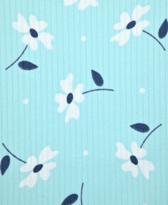 Big Girls Floral-Print Rib Lettuce-Edge Shorts Pajama Set