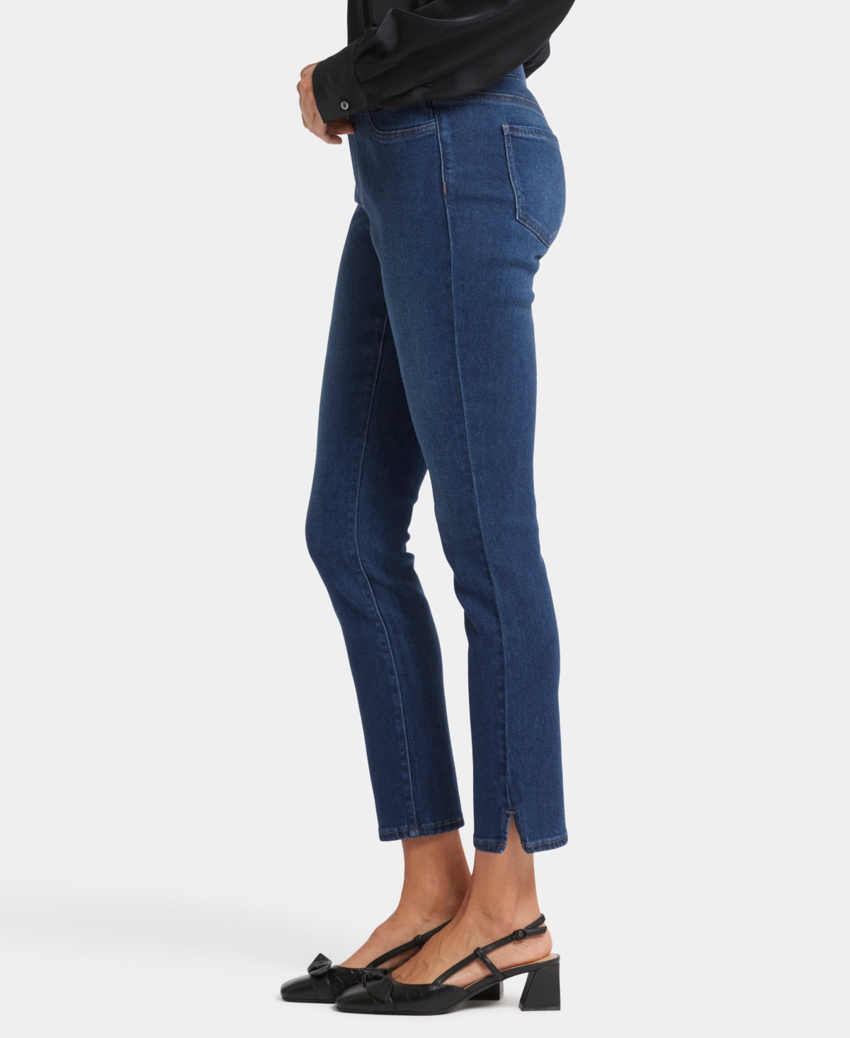 Nydj Petite Skinny Ankle Pull On Jeans With Side Slits In Wellspring