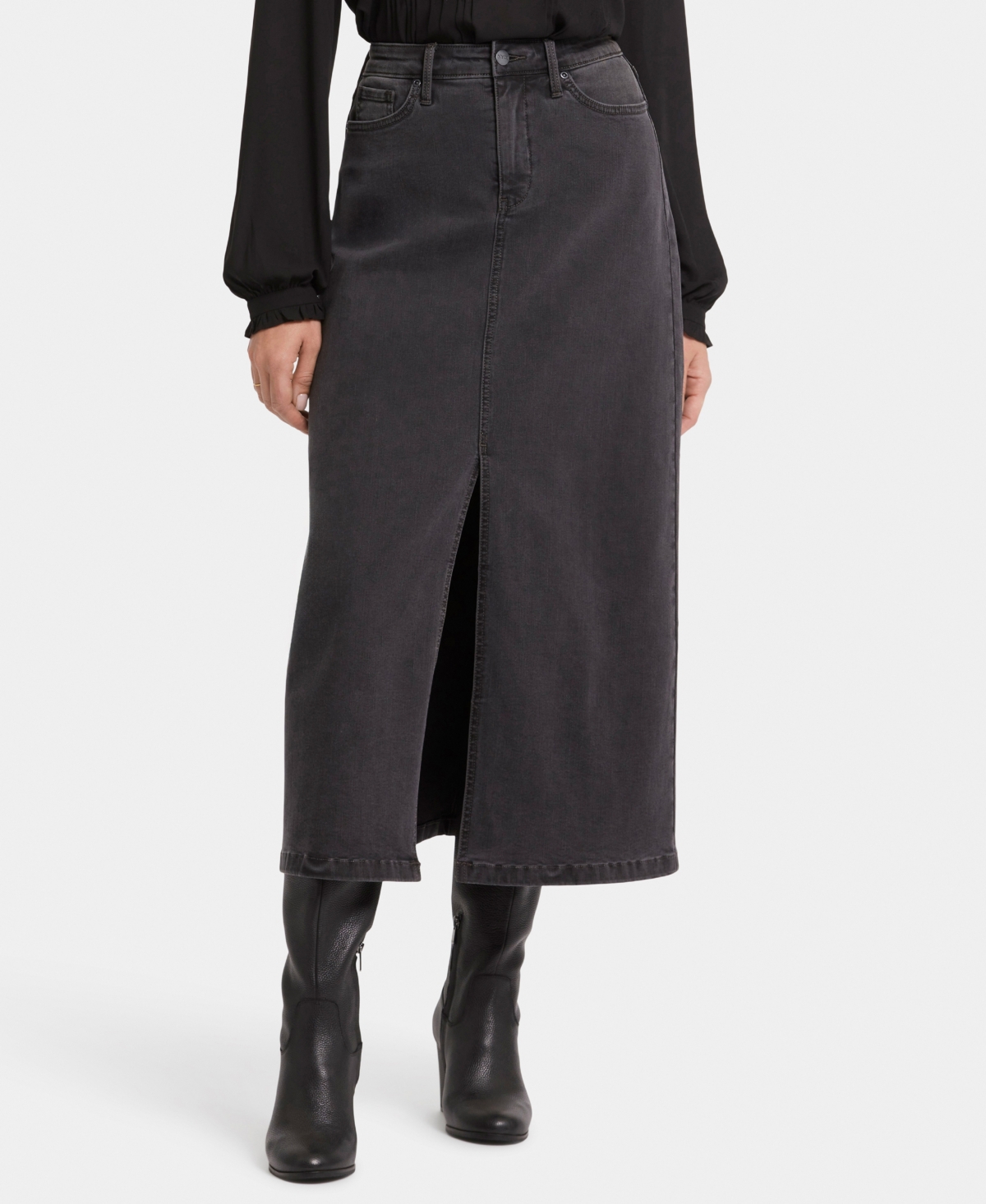 Shop Nydj Women's High Rise Long Skirt In Cloud Stone