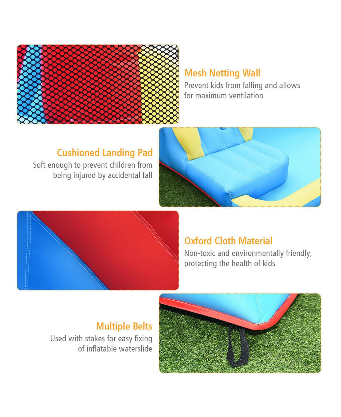 Детская игрушка Costway Inflatable Dual Slide Splash Pool Water Slide Bounce House, 197"L x 157.5"W x 98.5"H, For Up to 5 Children, от 4 лет, цвет: Синий — фото 11