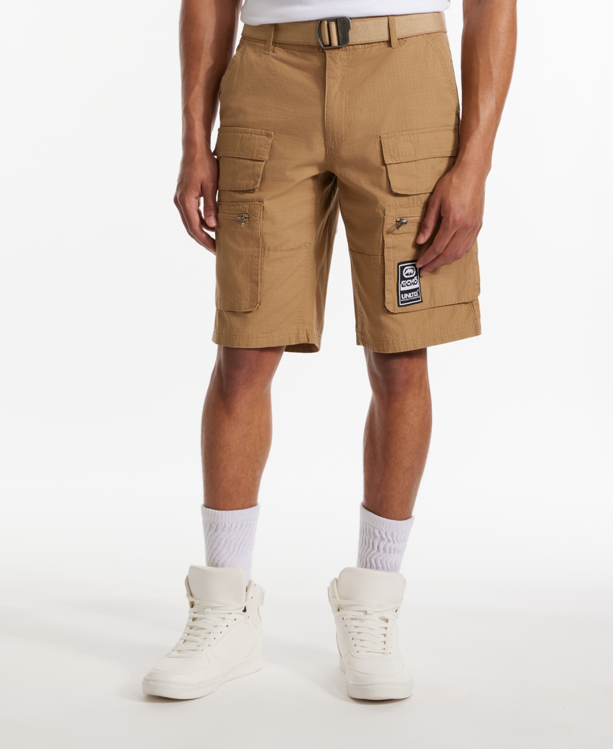 Ecko Unltd . Freshen Up Belted Cargo Short In Dark Khaki
