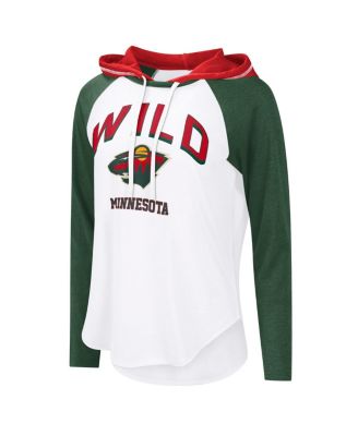 Women's White Minnesota Wild VIP Raglan Long Sleeve Hoodie T-Shirt