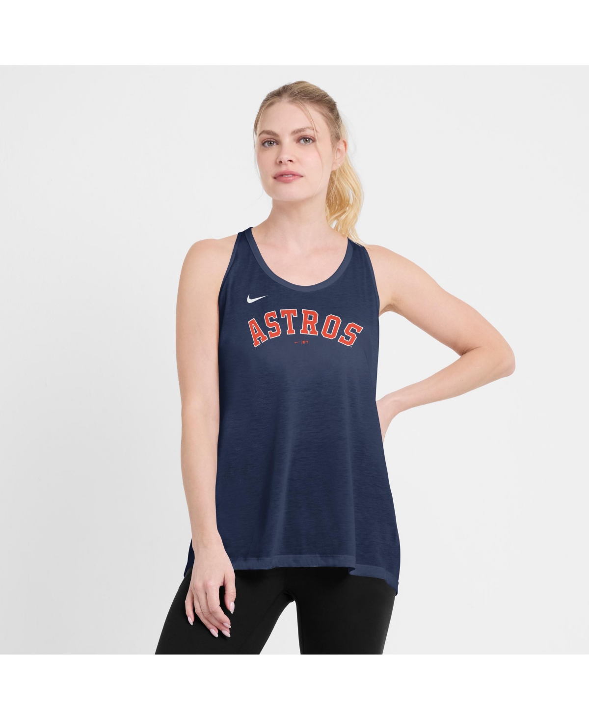 Nike Navy Houston Astros Crisscross Performance Tank Top In Blue
