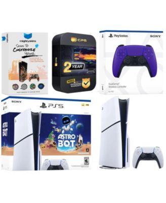 PlayStation 5 Slim Disc PS5 Astro Bot Bundle with Extra Controller and MightySkins Code and 2 Year Extended Warranty