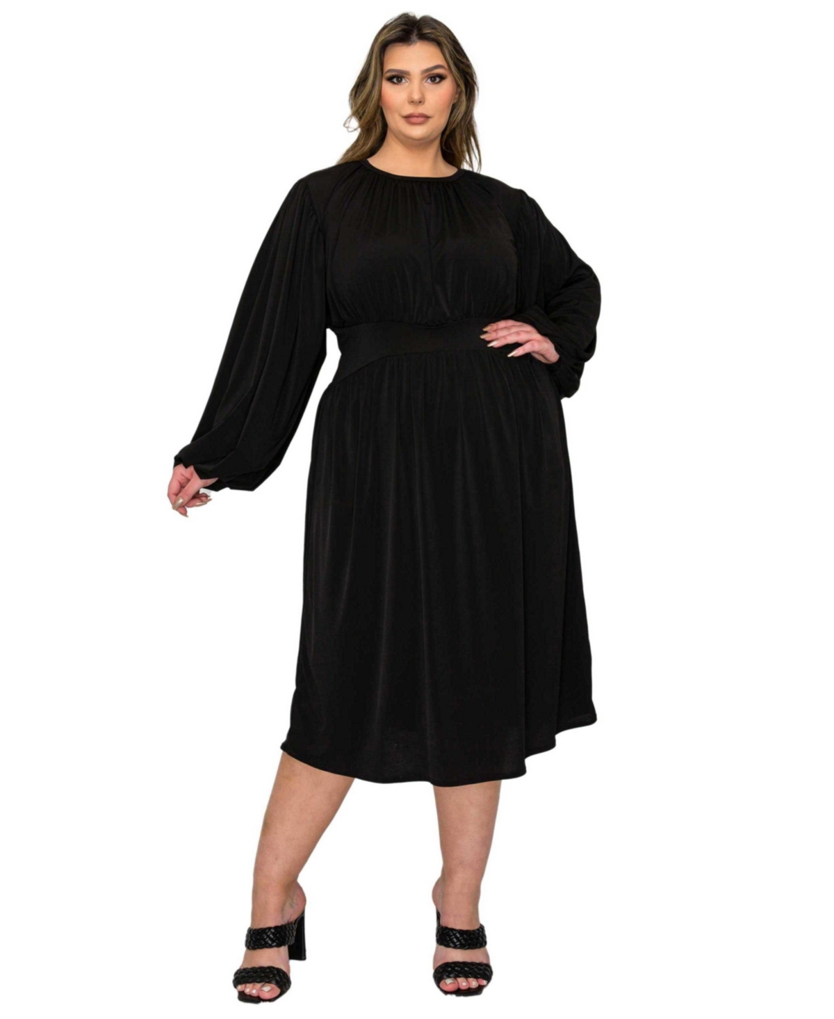 Plus Size Audrey Ruched Midi Dress - Blush