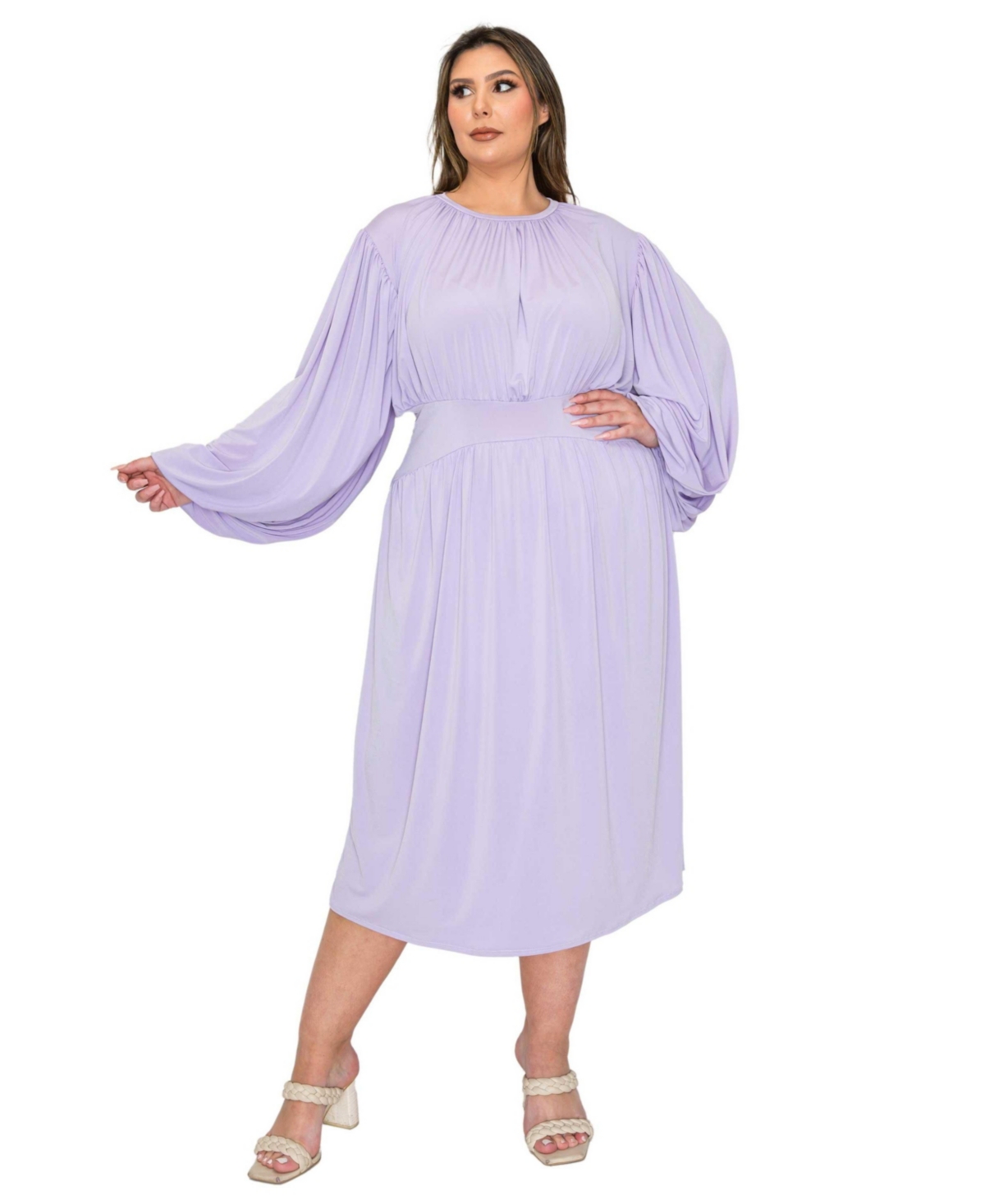 Plus Size Audrey Ruched Midi Dress - Blush