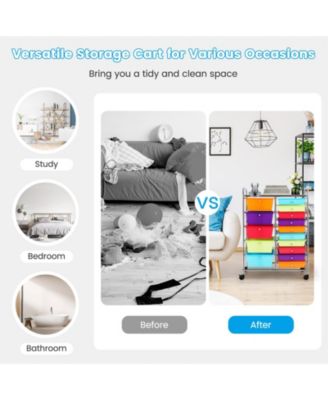 15-Drawer Utility Rolling Organizer Cart with Multi-Use Storage