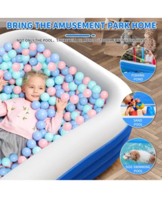 Inflatable Swimming Pool Kids Adults Blow up Pool Family Backyard 120" x 72" x 22" Blue
