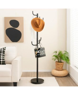 Metal Coat Rack Stand with 8 Sturdy Hooks and Metal Base