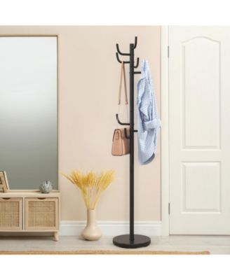 Metal Coat Rack Stand with 8 Sturdy Hooks and Metal Base