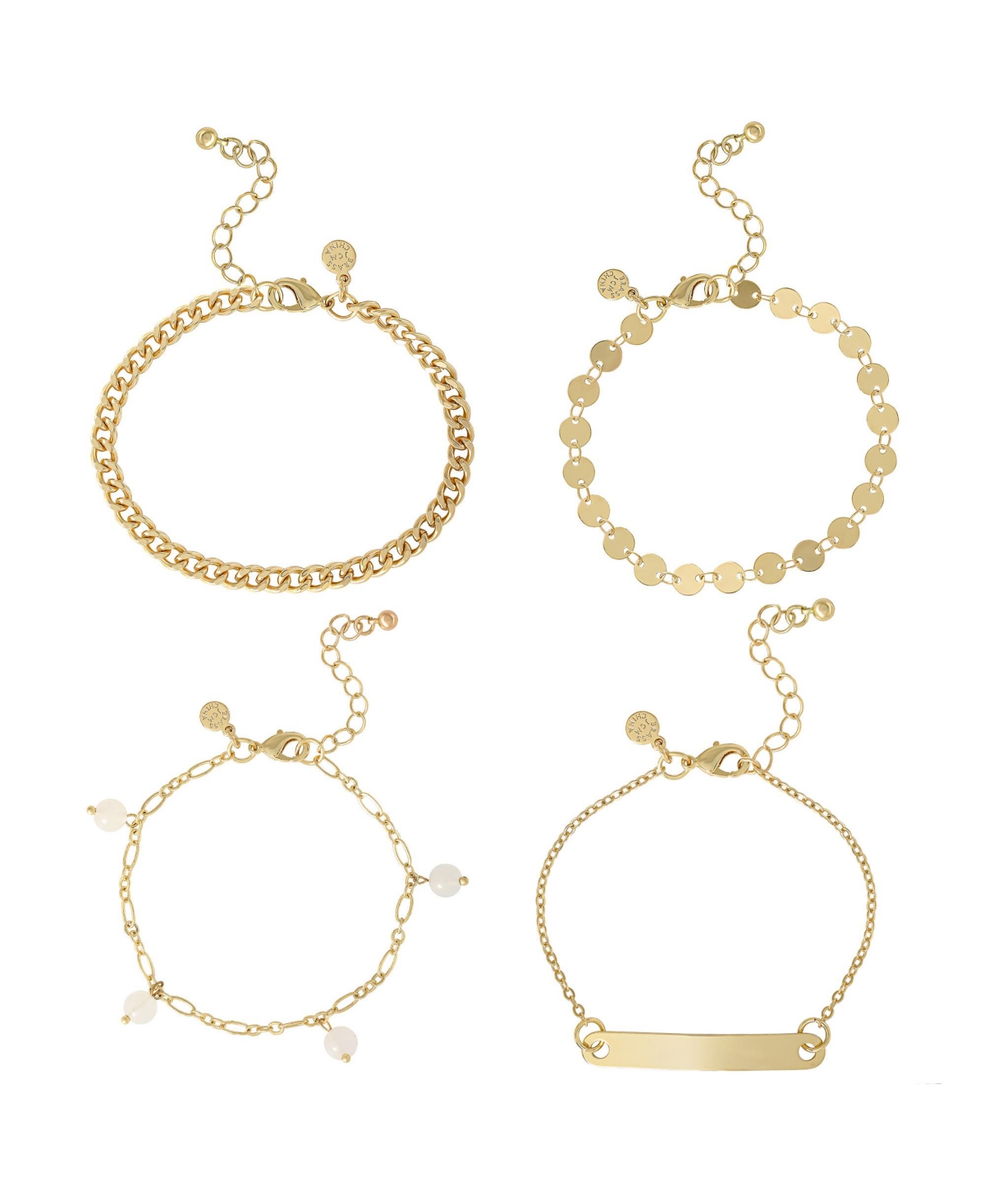Gold-Tone Layered Bracelet Set 4 Piece Set - Gold