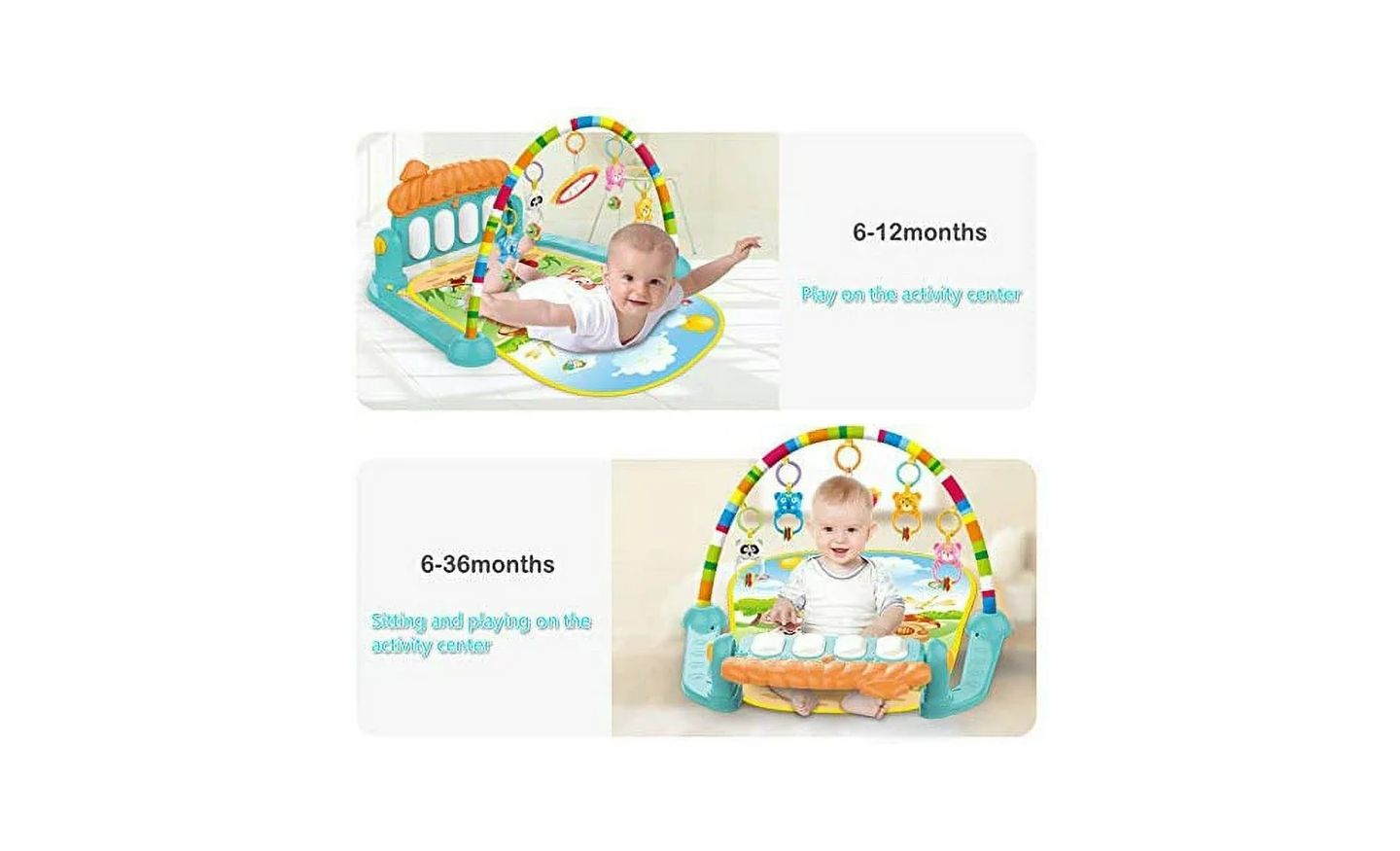 Детские игрушки Cowin Baby Play Mat Newborn Piano Toys Music Mirror Gym Floor Playmat Infants — фото 5