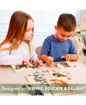 6XSET Realistic Wooden Montessori Puzzles for Toddlers Ages 1-3