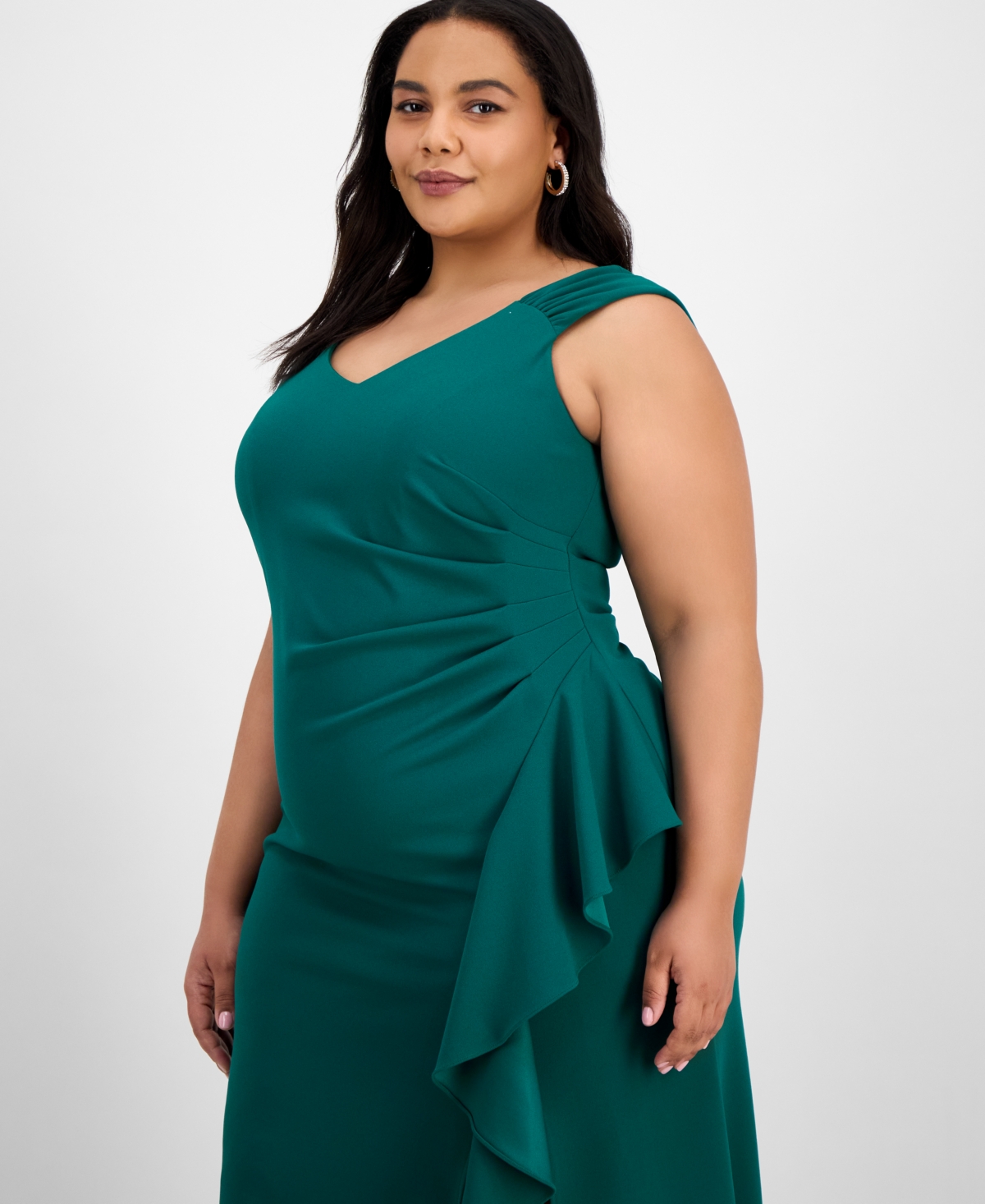 Alex Evenings Plus Size Ruched Ruffled Gown