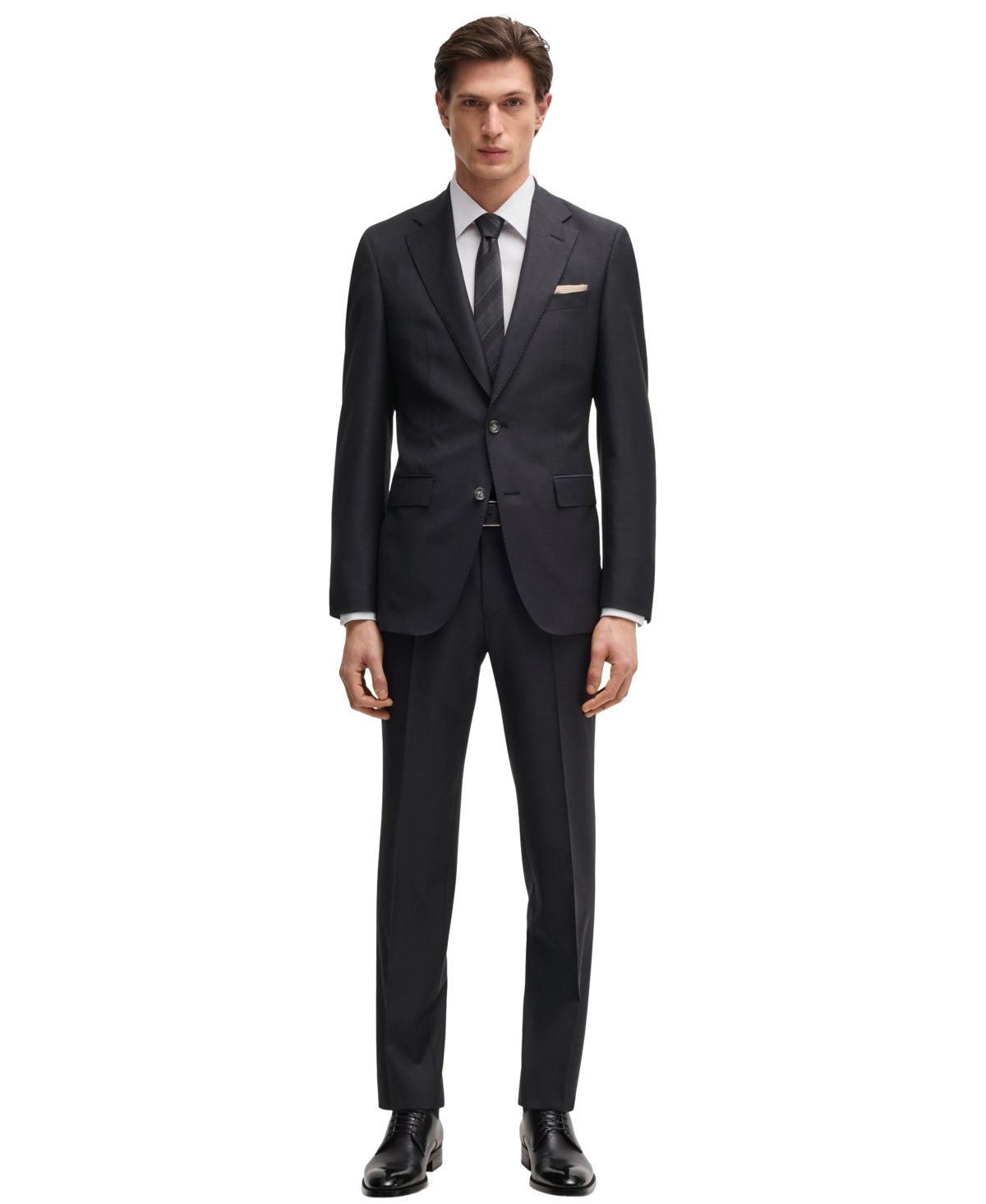 Hugo Boss Slim-fit Trousers In Virgin Wool With Stretch In Gray