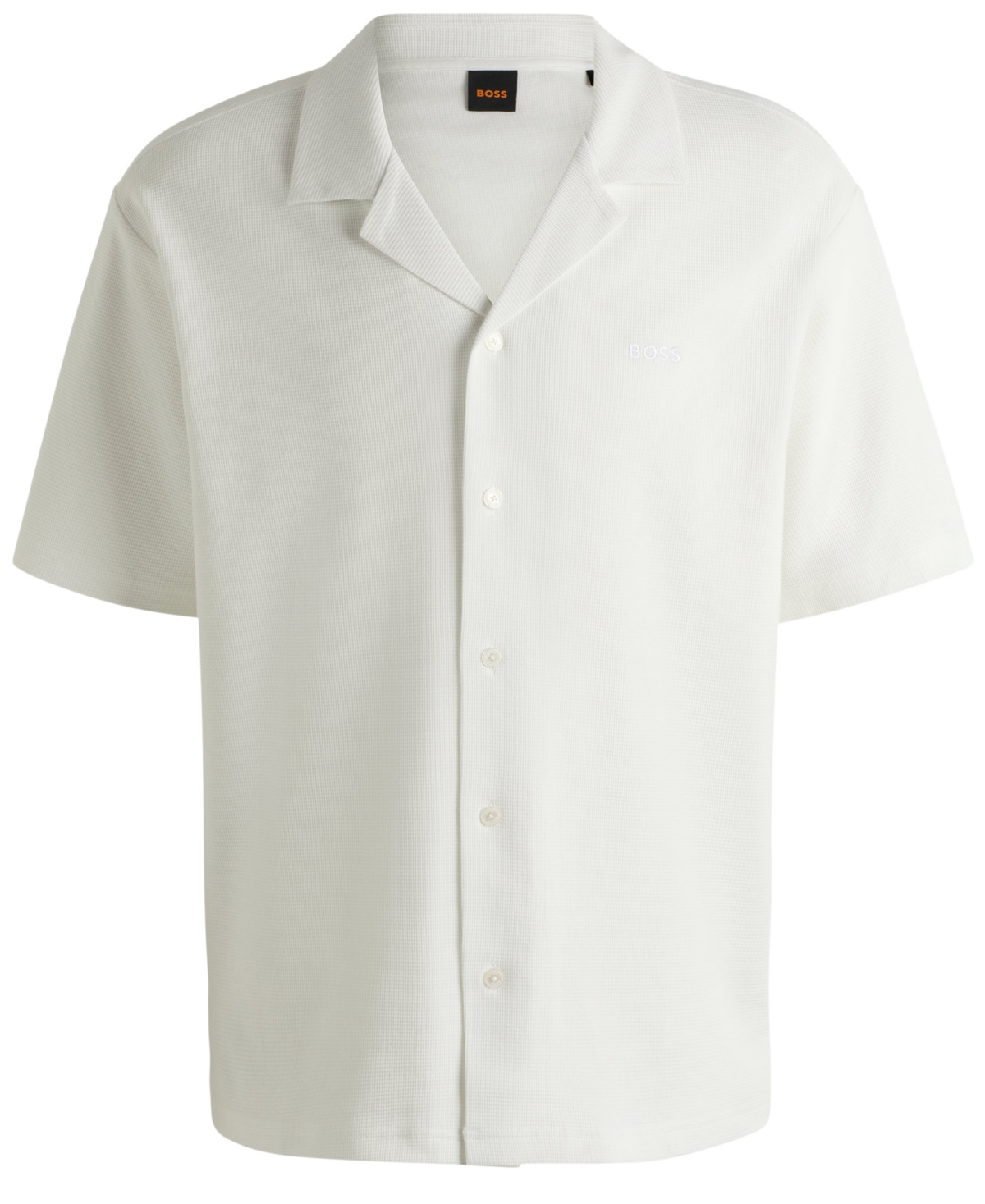 Hugo Boss Boss By  Men's Waffle Cotton Relaxed-fit Shirt In White